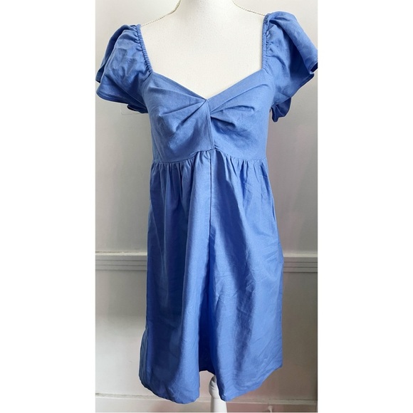 LA Relaxed • NWT Blue Tie Back Short Sleeve Dress - Picture 1 of 6